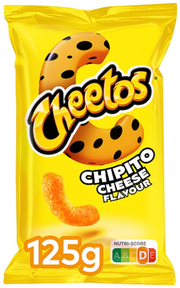 Keltainen pussi Cheetos-juustonaksut Chipito Cheese 125 grammaa.