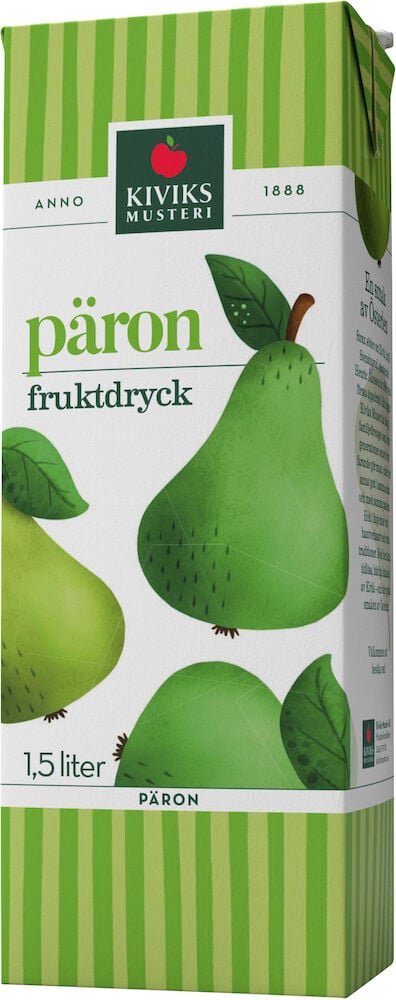 Grön pärondryck i 1,5 liters kartong.