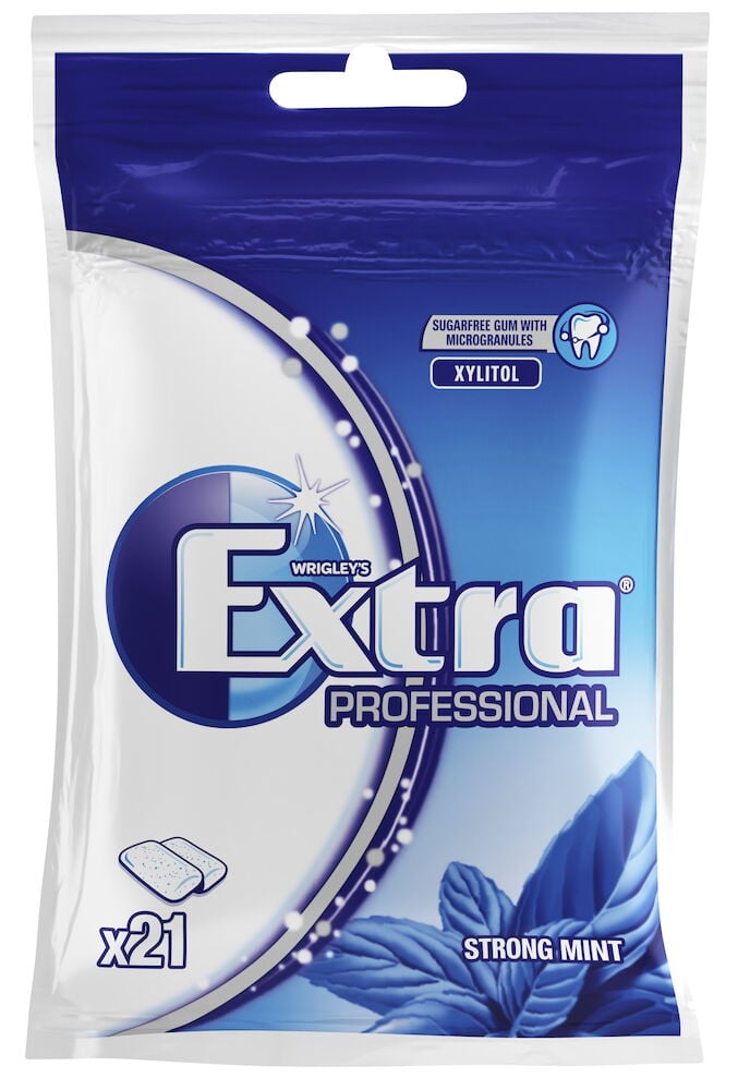 Påse med Extra Professional White tuggummi stark mint.