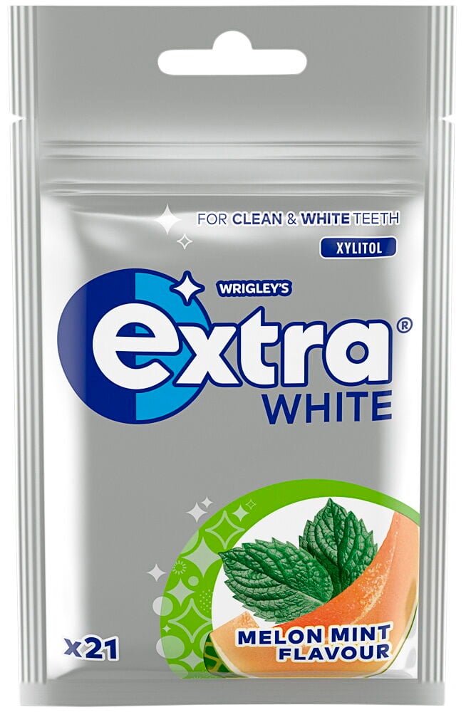 Påse Extra White tuggummi melon och mintsmak.