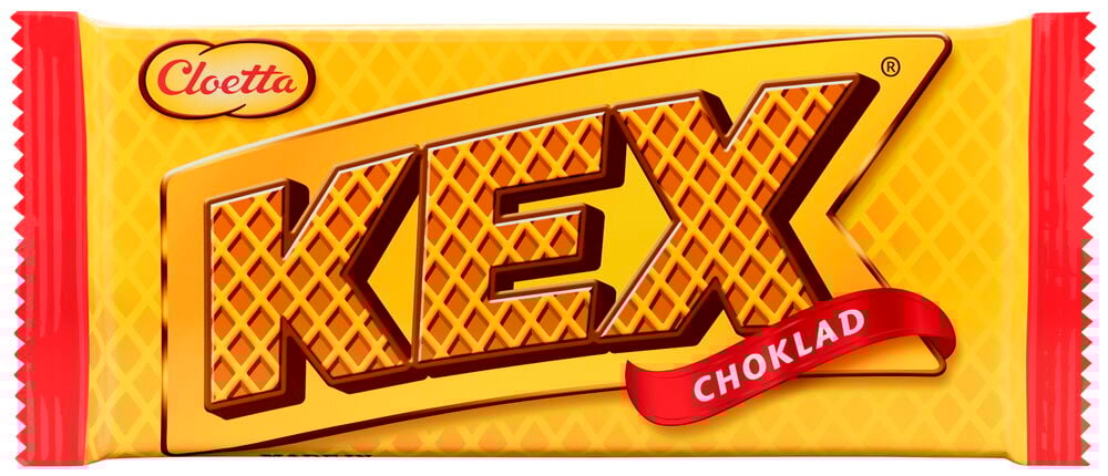 Gelbe Verpackung Kexchoklad Cloetta mit rotem Rand.