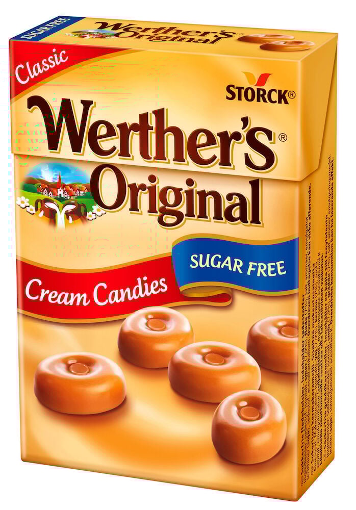 Werther’s Original sokeriton kermakaramellitablettirasia 42 grammaa.