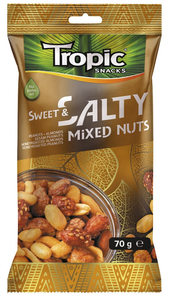 Påse med blandade nötter söt och salt.