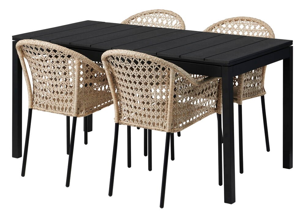 Bord Barcelona, uttrekkbart + 4 stoler Amalfi