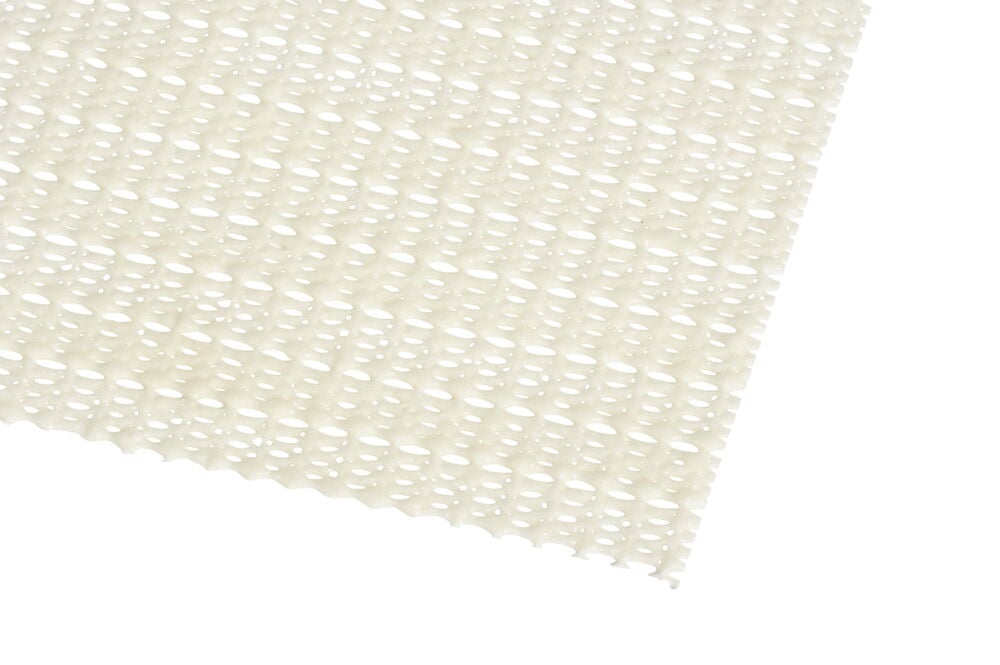 Beige liukuestematto PVC:stä, jossa on ruutukuvio.