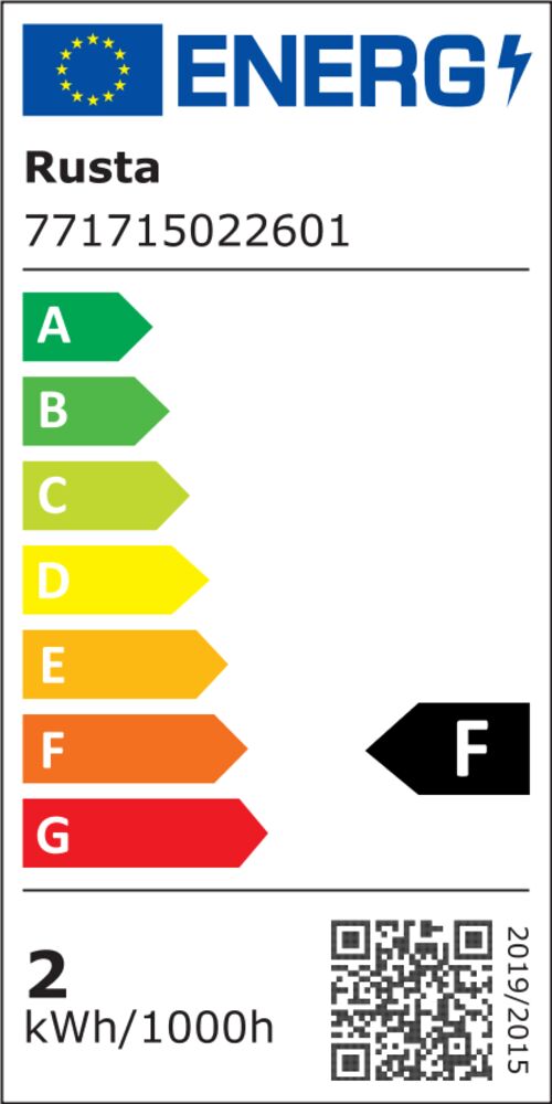 EU Energielabel für Lichterkette Glänsa 10m 81 LED Warmweiß, F-klassifiziert, 2 kWh/1000h Verbrauch.