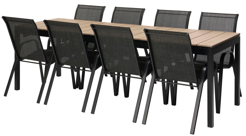 Barcelona-pöytä, jatkettava + 8 Madrid-tuolia