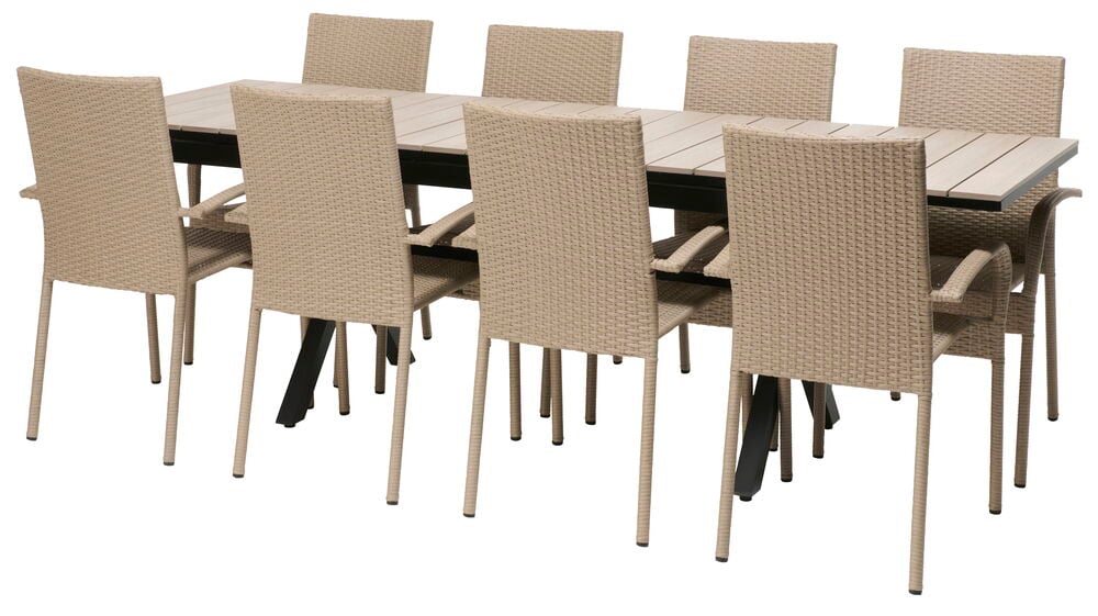 Ausziehbarer Tisch Florenz + 8 Stühle Rimini