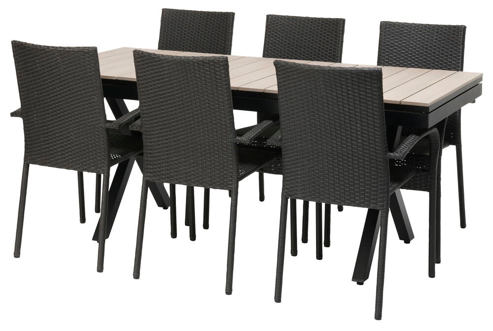 Bord Florens, uttrekkbart + 6 stoler Rimini