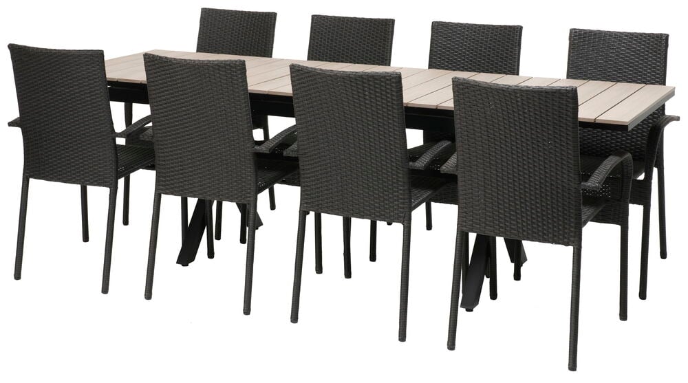 Bord Florens, uttrekkbart + 8 stoler Rimini