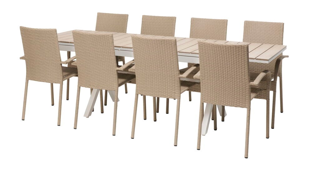 Ausziehbarer Tisch Florenz + 8 Stühle Rimini