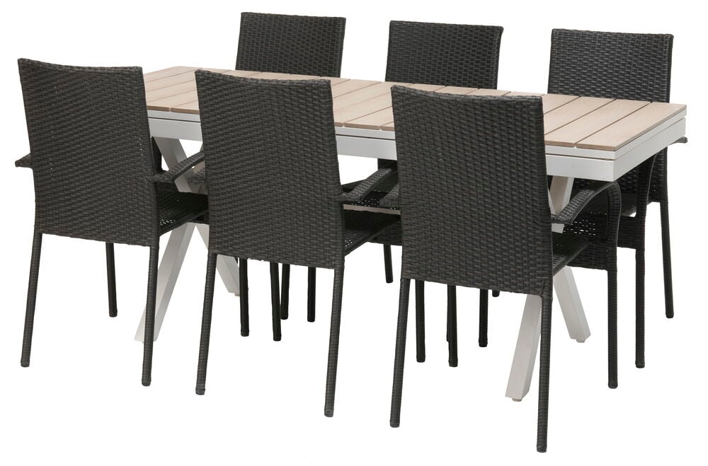 Bord Florens, uttrekkbart + 6 stoler Rimini