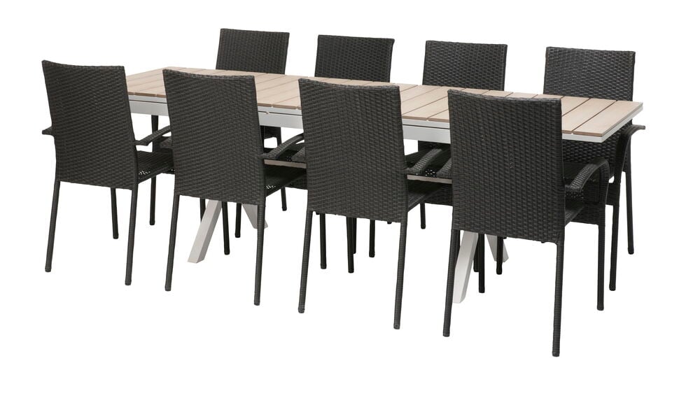 Ausziehbarer Tisch Florenz + 8 Stühle Rimini