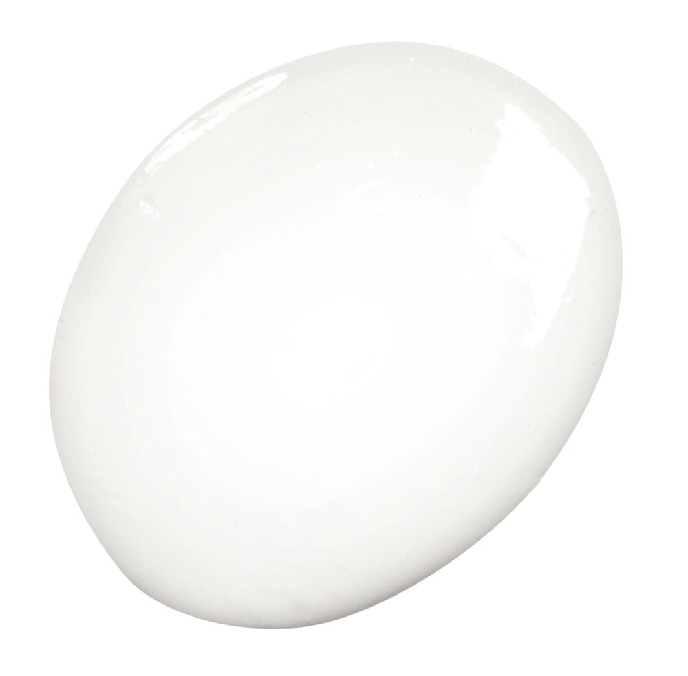 Vit silkesmatt väggfärg i droppliknande form.