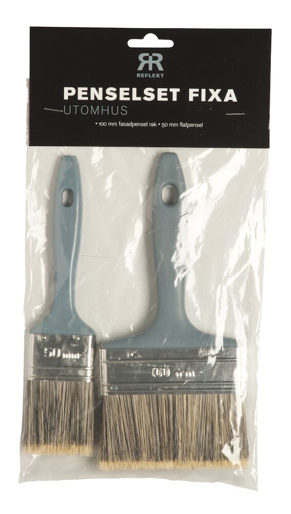 Kaksi sinistä sivellintä läpinäkyvässä muovipakkauksessa.