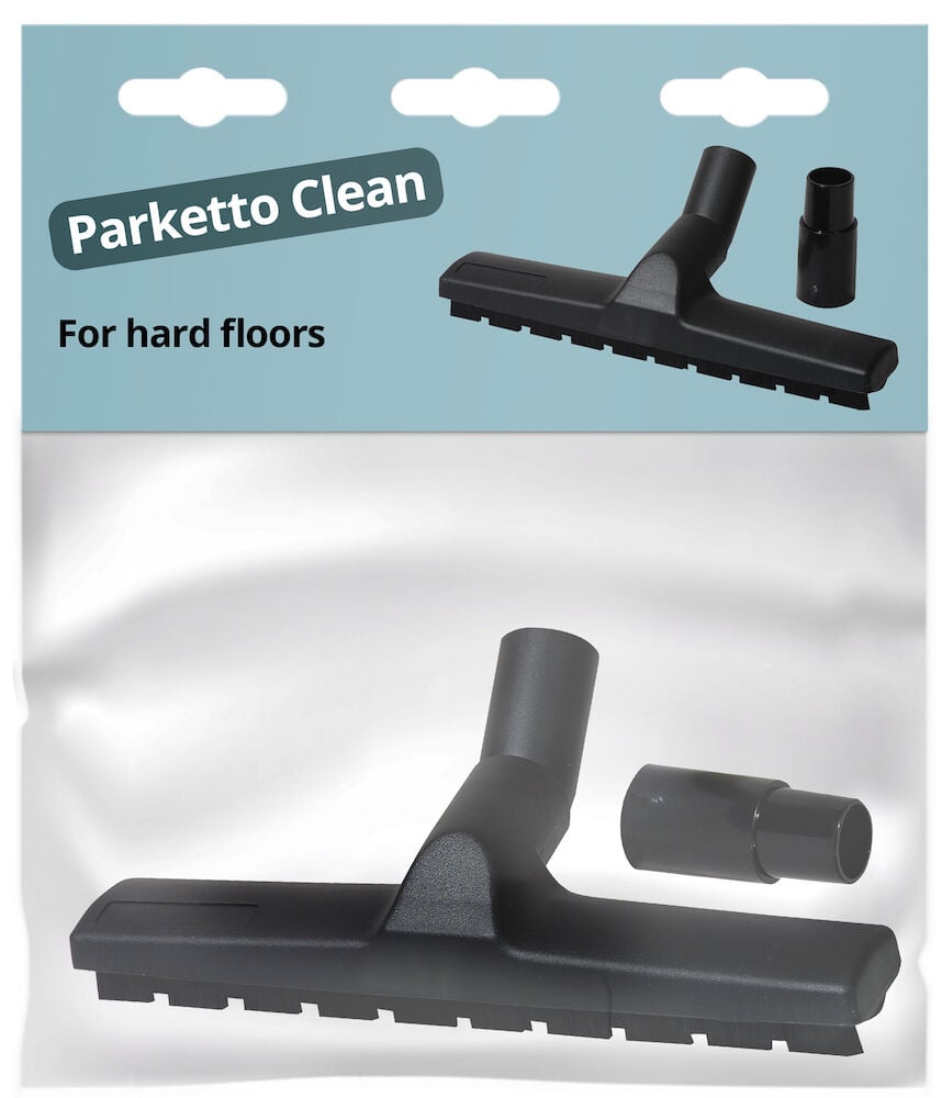 Svart dammsugarmunstycke för rengöring av hårda golv.