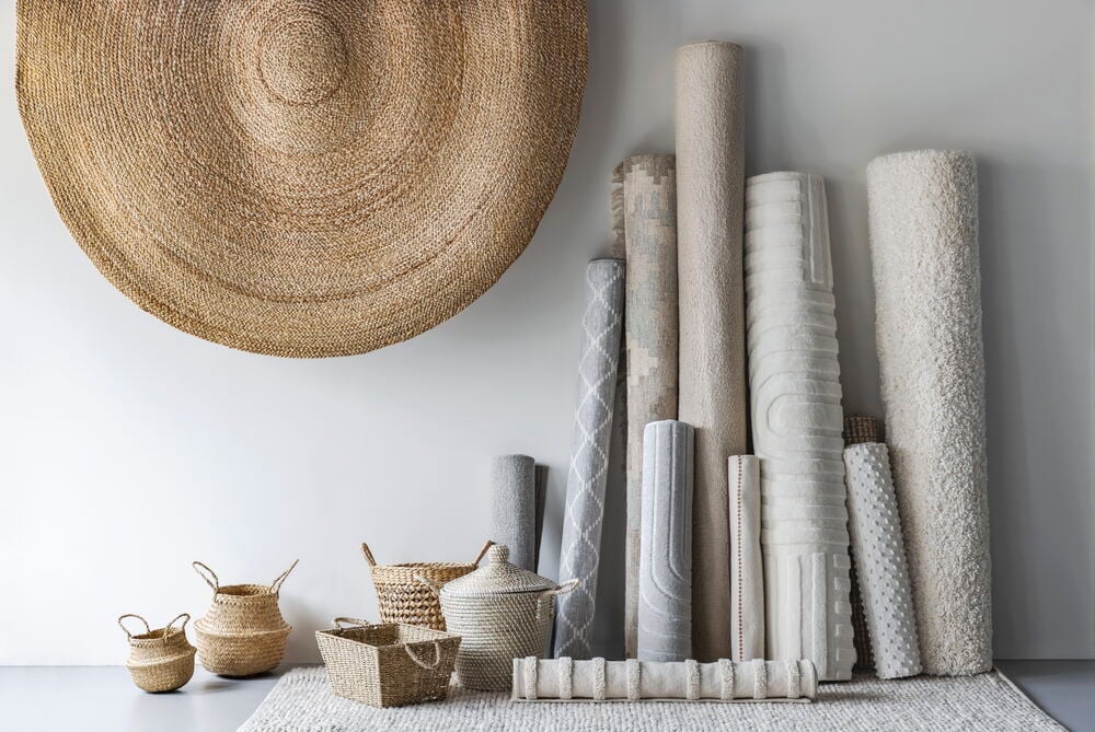 Valkoinen polypropeenimatto, makaamassa lattialla.