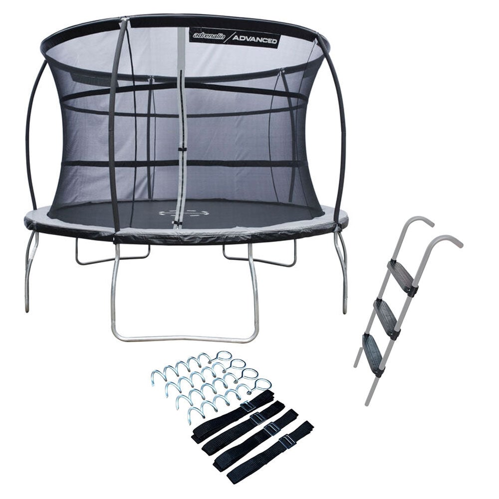 Studsmatta Adrenalin Ø366 cm + Förankringsset + Universalstege
