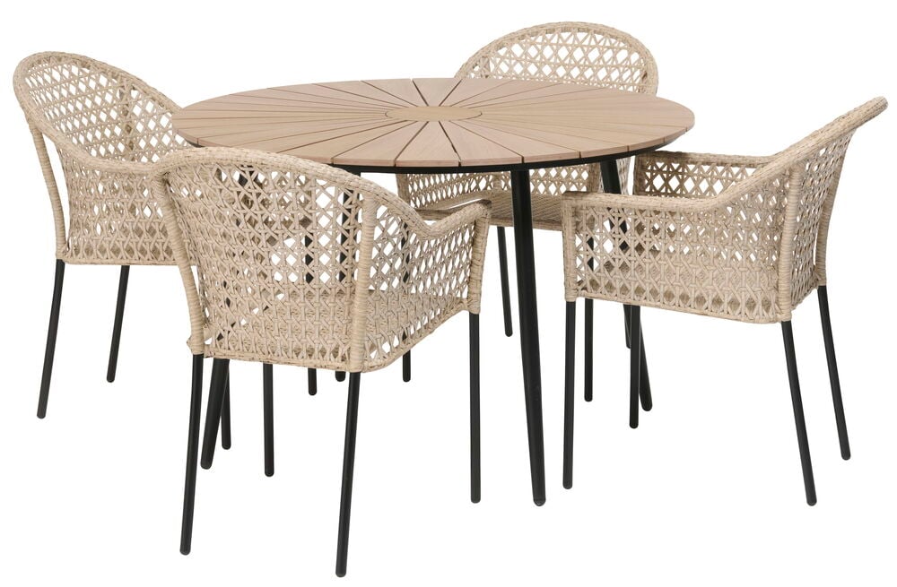 Rosendal-pöytä + 4 Amalfi-tuolia