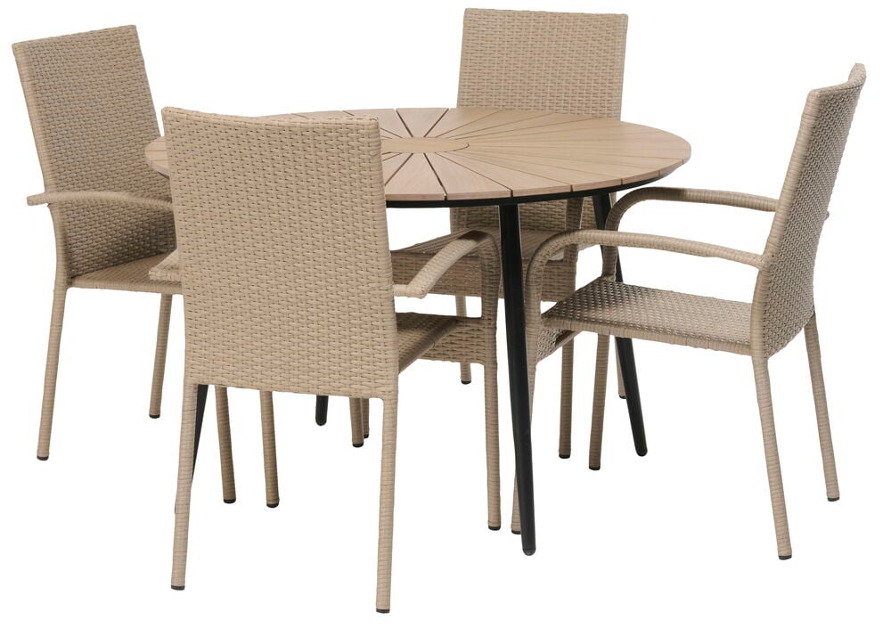 Rosendal-pöytä + 4 Rimini-tuolia