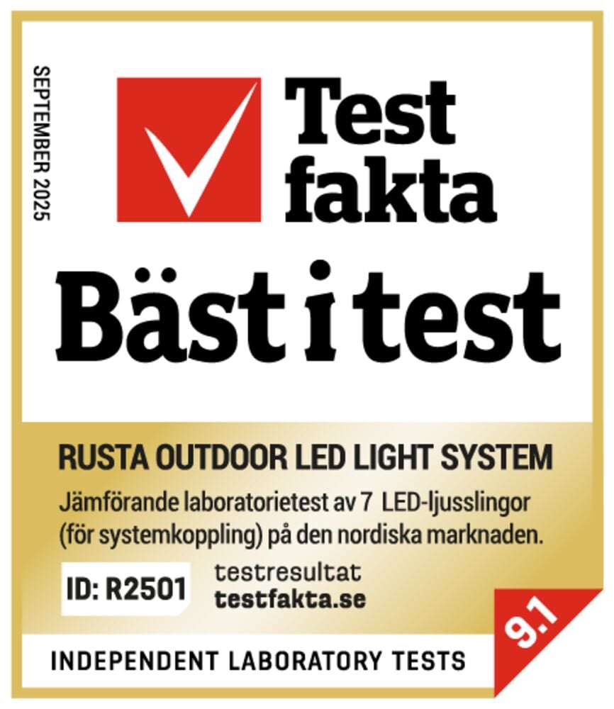 Lichterkette Bulb Outdoor LED Light System, 8 warmweiße Lampen, als 'Bester im Test' mit 9.1 ausgezeichnet.