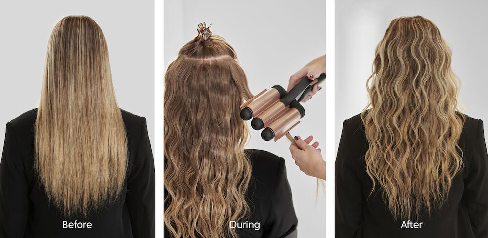 Schritt-für-Schritt-Bild mit Wellzange Schwarz Rosé.