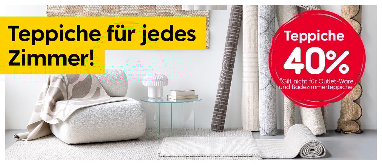Teppiche für jedes Zimmer! Alle Teppiche 40%.