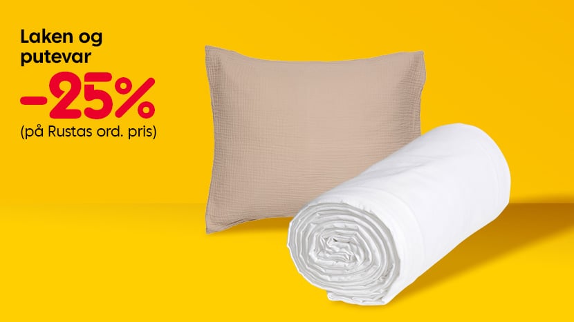 Alle laken og putevar -25%.