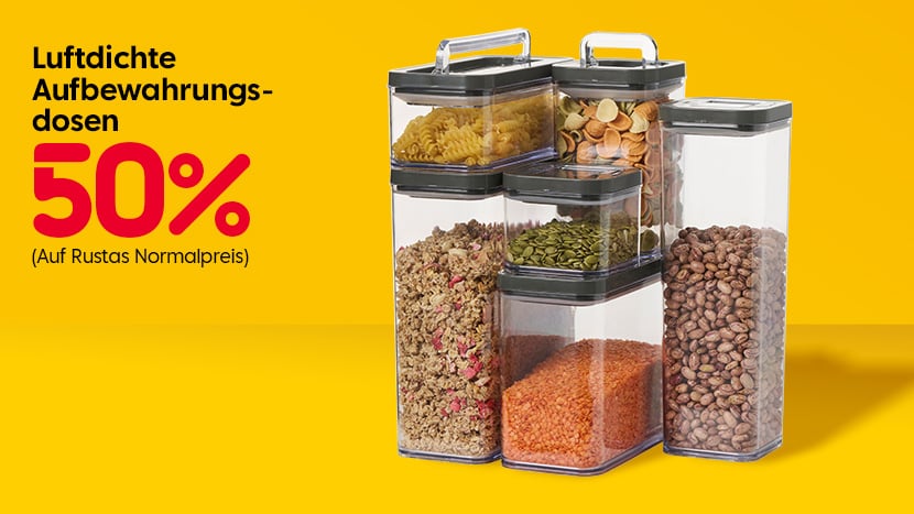 Luftdichte Aufbewahrungsdosen 50%.