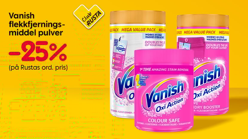 CLUB RUSTA: Vanish flekkfjerningsmiddel pulver -25%.