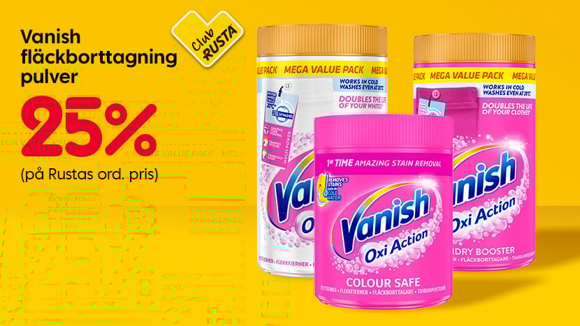 CLUB RUSTA: Vanish fläckborttagningsmedel pulver 25%.