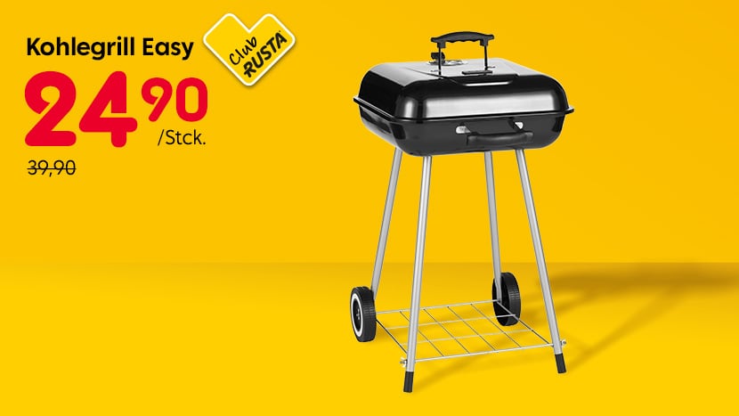 CLUB RUSTA: Kohlegrill Easy 24,90/Stck. (Normalpreis 39,90.)