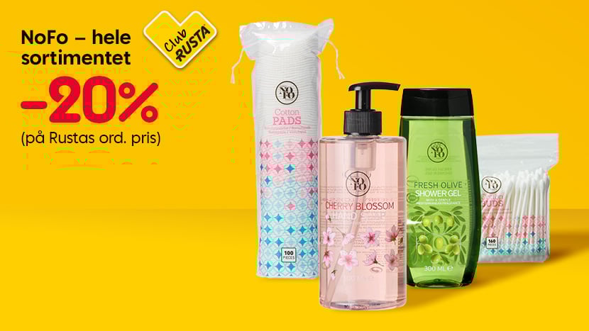 CLUB RUSTA: NoFo – hele sortimentet -20%.