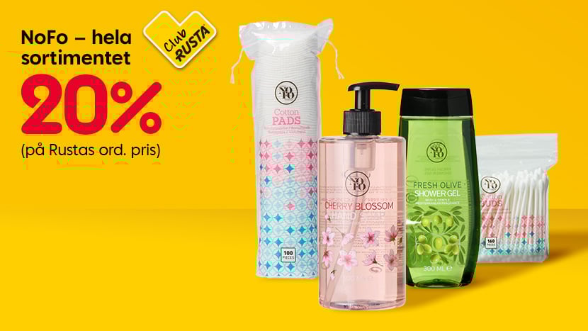 CLUB RUSTA: NoFo – hela sortimentet 20%.