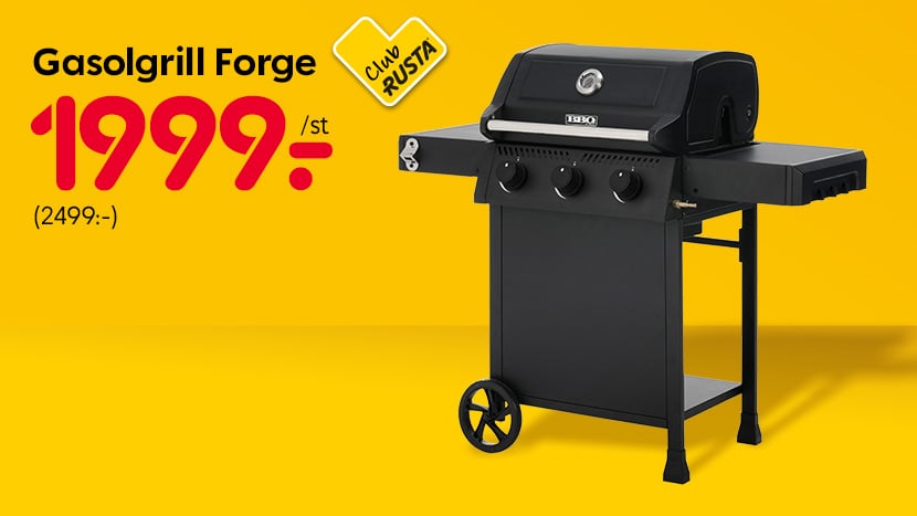 CLUB RUSTA: Gasolgrill Forge 1999 kr. (ordinarie pris 2499 kr).