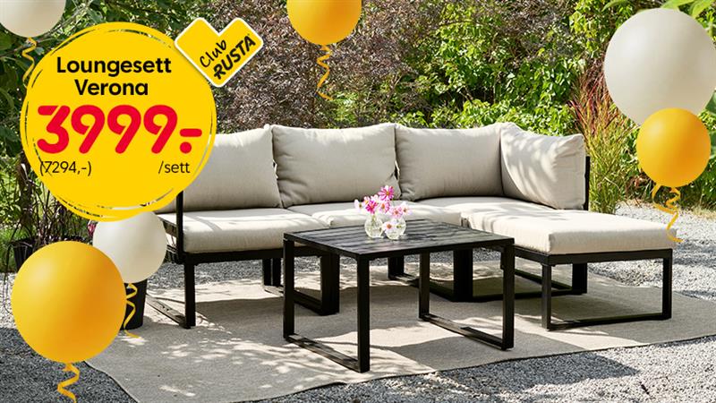 CLUB RUSTA: Loungesett Verona 3999 kr. (ord. pris 7294 kr).