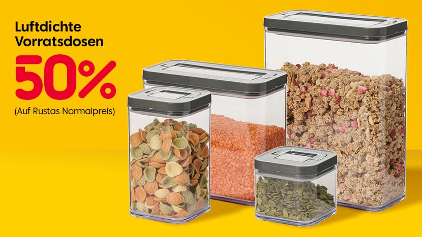 Luftdichte Vorratsdosen 50%.