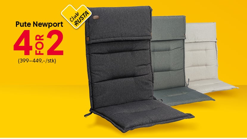 CLUB RUSTA: Pute Newport 4 for 2 (399–449,-/stk).