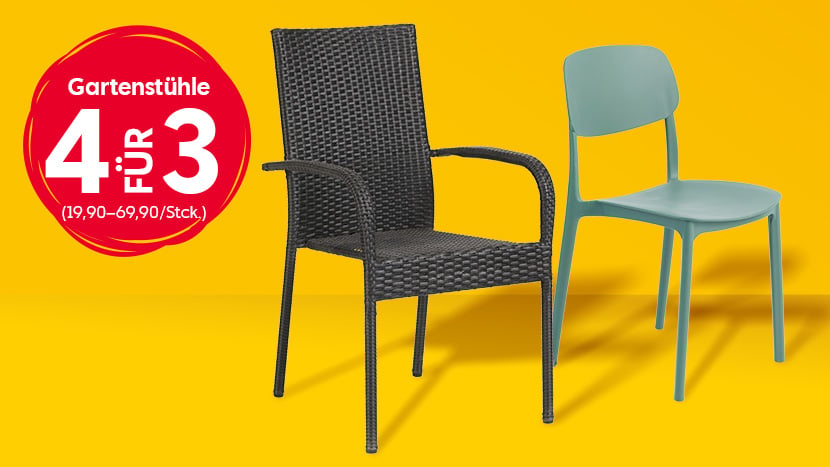 Gartenstühle 4 für 3 (19,90–69,90/Stck.)