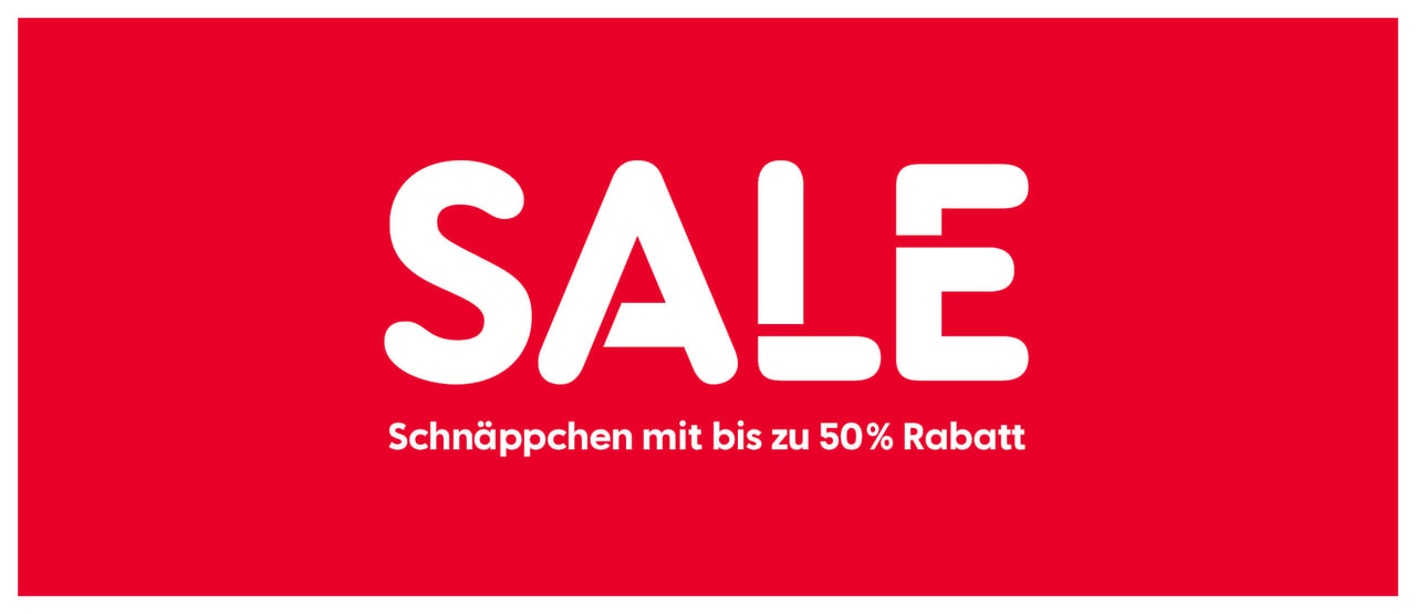 SALE: Schnäppchen mit bis zu 50 % Rabatt.