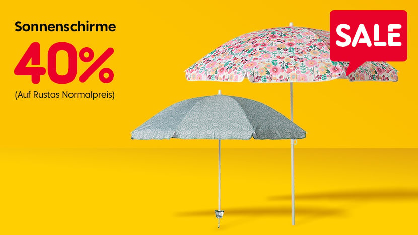 SALE: Sonnenschirme 40%.