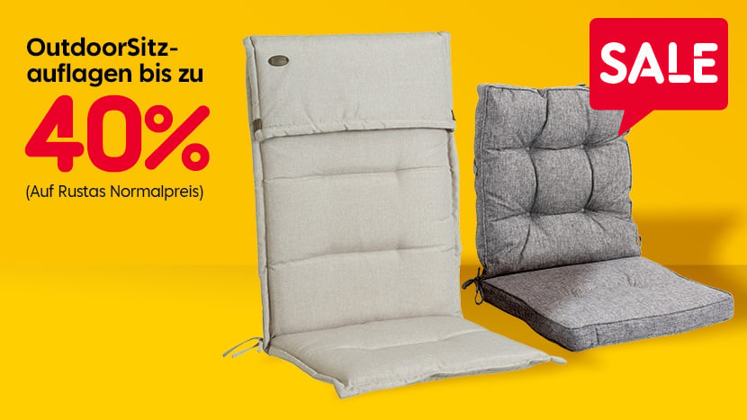 SALE Outdoor-Sitzauflagen bis zu 40%.
