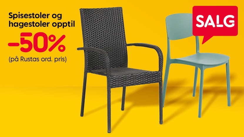 SALG: Spisestoler og hagestoler opptil -50%.