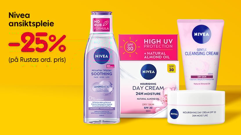 Nivea ansiktspleie -25%.