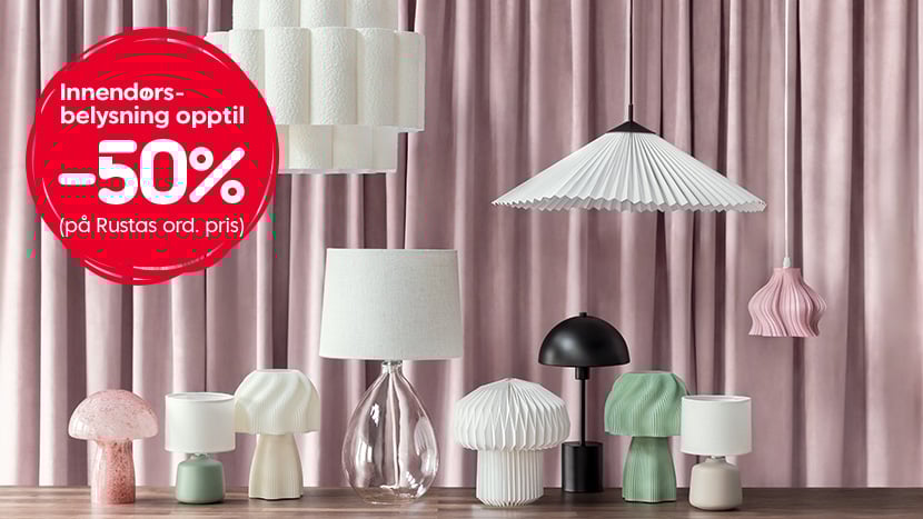 Innendørsbelysning opptil -50%.
