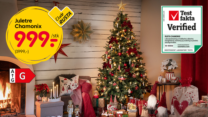 FOR CLUB RUSTA-MEDLEMMER: Juletre Chamonix 999,- (ord. pris 1999,-).