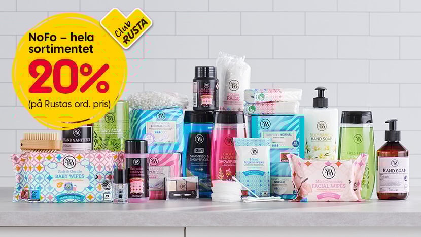 CLUB RUSTA: NoFo – hela sortimentet 20%.