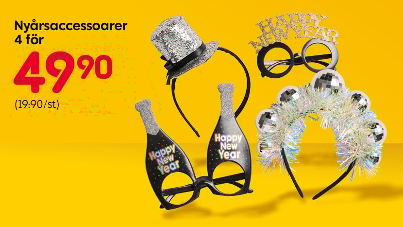 Nyårsaccessoarer 4 för 49:90 (19:90/st).