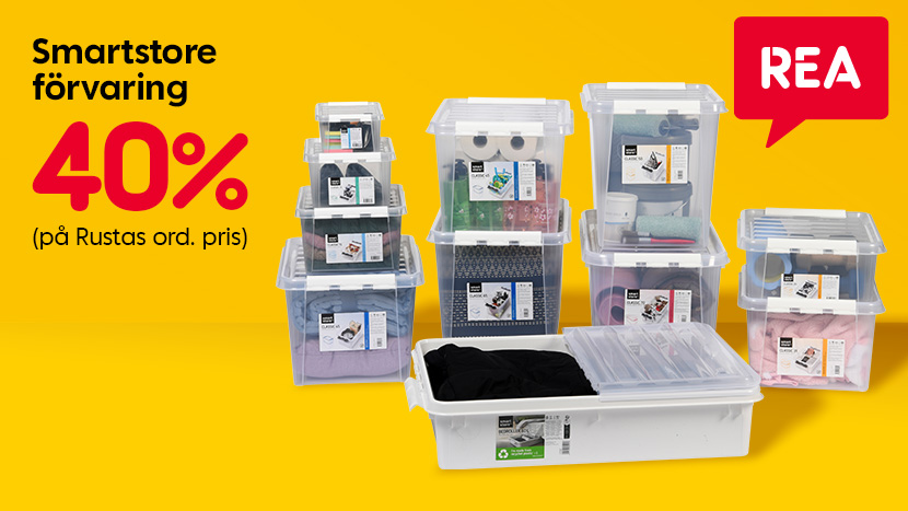 REA: Smartstore förvaringslådor 40%.