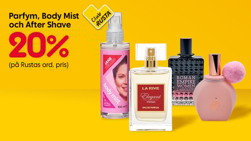 CLUB RUSTA: Parfym, Body Mist och After Shave 20%.